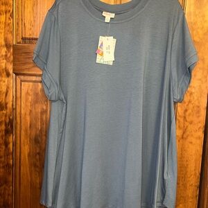 LuLaRoe Erika Relaxed Blue Short Sleeve Tee